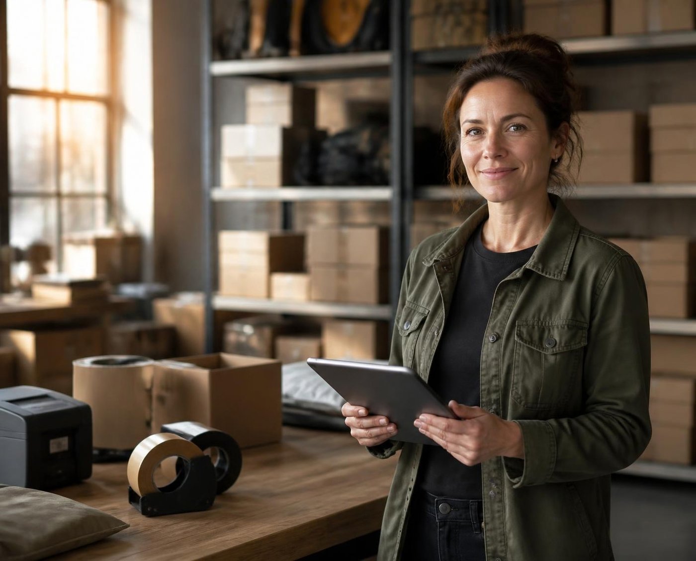 An operations manager at a packing station in an online retailer’s warehouse